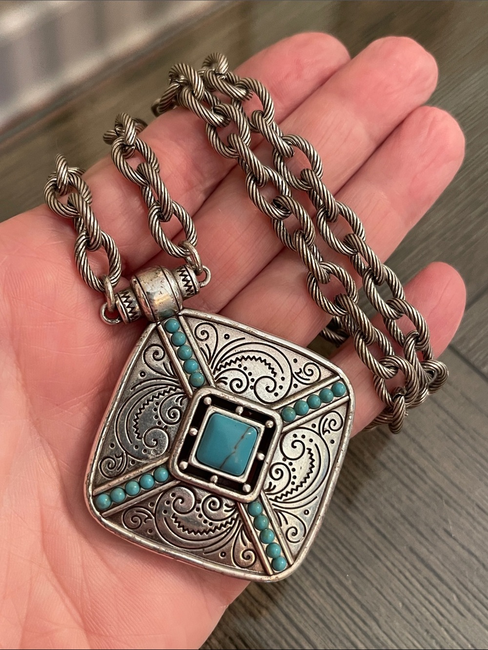 Brighton Primrose Pendant Necklace Silver-Turquoise - Picture 11 of 16